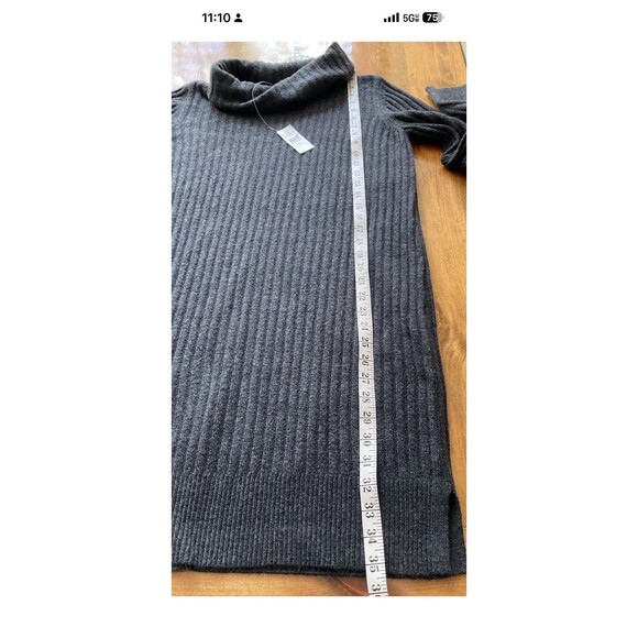 LOFT Outlet Dress M Ribbed Turtle Neck Midi Sweater Knit Gray Long Sleeve NEW - Picture 8 of 9